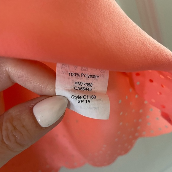 J. Crew Cap Sleeve Eyelet Short Sleeve Blouse, Coral, Size 00/XS - Picture 6 of 6